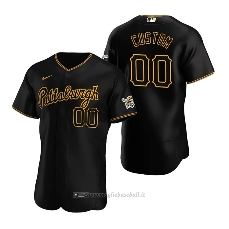 Maglia Baseball Uomo Pittsburgh Pirates Personalizzate Nero2